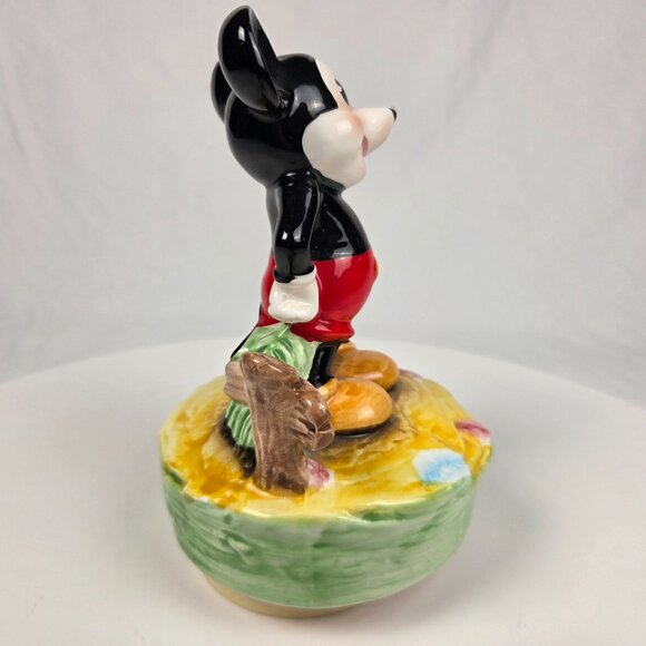 Vintage Disney SCHMID Mickey Mouse Porcelain Music Box Figure - Picture 4 of 5